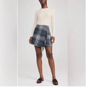 Faherty Sonoma Plaid Wrap Skirt in Blue and Gray M